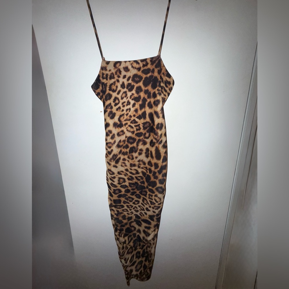 Leopard Dress  body con Leopard Print Spaghetti Strap Dress. Size S